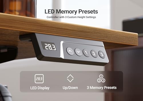 Seang Electric Standing Desk Adjustable Height, 48 x 24 Inch Sit Stand Desk with T-Shaped Frame, 3 Memory Presets & Cable Management for Home Office Computer Workstation, Black Frame/Rustic Brown Top - Image 6