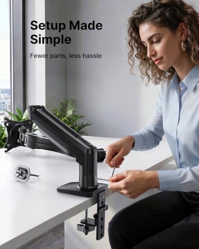 HUANUO FlowLift™ Single Monitor Mount, 13 to 32 Inch Monitor Arm, Adjustable Monitor Stand, Vesa Mount with Clamp and Grommet Base - Fits 4.4 to 19.8lbs LCD Computer Monitors - Image 3