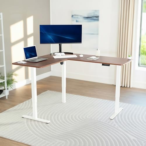 VIVO Dark Walnut 63 x 55 in Corner Standing Desk, DESK-E3CTWD - Image 2