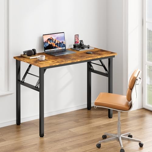 Need Office Computer Desk 35.8 Inch Sturdy Folding Laptop Table Retro - Image 2