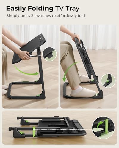 SAIJI Easy Folding TV Tray Table with Led Lamp, Foldable TV Dinner Tray - Image 3