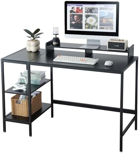 MINOSYS 47-inch Computer Desk with Storage Shelf - Your Ideal Black Gaming Desk for Bedrooms, Small Spaces, and Home Offices. This Modern Writing Desk is Perfectly Suited for PCs. by MINOSYSfurniture