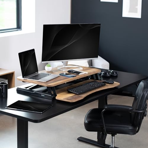 VIVO Reclaimed Wood 32 inch Desk Converter, DESK-V000KP - Image 2