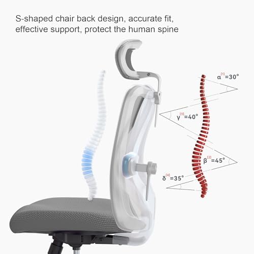 SIHOO M18 Ergonomic Office Chair, Mesh Back Desk Chair with Headrest - Image 7