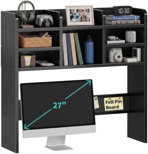 37" Black Desk Hutch Dorm Top Only with Sheves Felt Board for College by Unknown