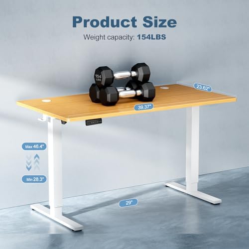 DUMOS 40 Inch Electric Standing Desk, Memory Adjustable Home Office Desk - Image 3
