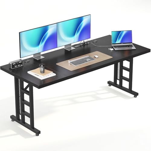 OffiGo 78 Inch Executive Computer Desk with Outlets, Black by OfficeGo-ForHomeOfficeWork