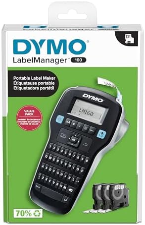 DYMO LabelManager 160 Label Maker Bundle with 3 D1 Label Cassettes, Portable Handheld, QWERTY Keyboard, One-Touch Smart Keys, Large Display, Home & Office Organization - Image 4