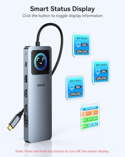MOKiN USB C Docking Station 3 HDMI, Laptop Dockingstation Triple Display - Image 3