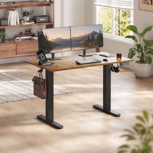 Claiks Electric Standing Desk, 48x24 Inch, Rustic Brown - Image 2