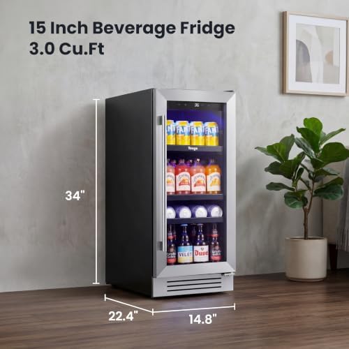 Yeego Beverage Refrigerator- 15 inch 100 Cans Beer Cooler with Glass Door - Image 2