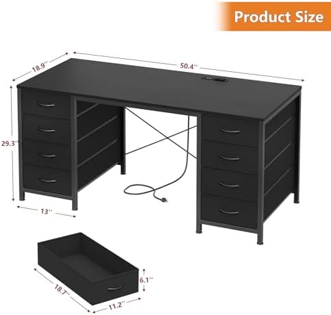 50 Inch Computer Desk with 8 Drawers for Home Office, Bedroom, Living Room - Image 2