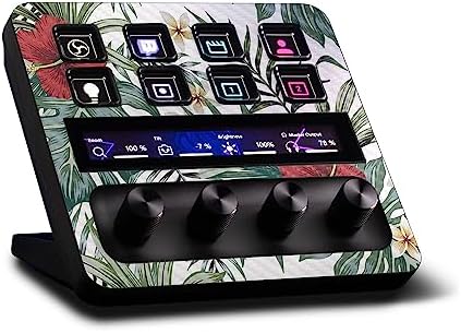 MightySkins Carbon Fiber Skin Compatible with Elgato Stream Deck + - Tropical Hibiscus | Protective, Durable Textured Carbon Fiber Finish | Easy to Apply, Remove, and Change Styles | Made in The USA by MIGHTY+SKINS