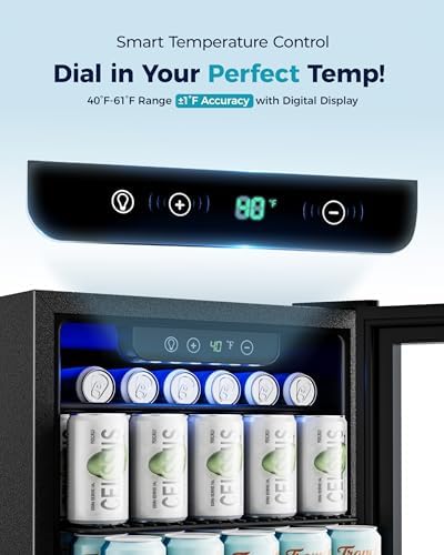 EUHOMY 100 Can Mini Fridge, Beverage Refrigerator with Glass Door, Black - Image 4