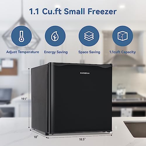 BANGSON 1.1 Cu.ft Upright Mini Freezer for Dorm Bedroom Black - Image 3