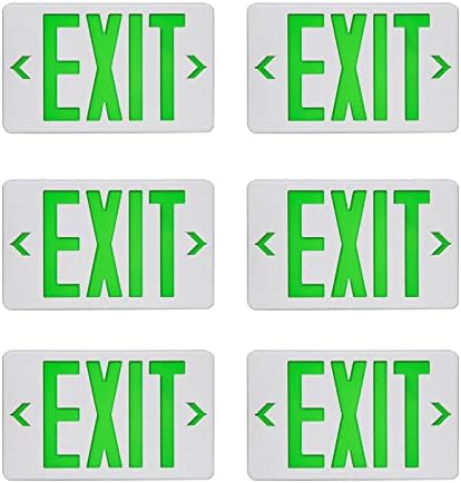 TANLUX Green Exit Sign, LED Emergency Exit Light with Battery Backup, UL Listed, AC 120/277V, Hardwired Exit Signs with Emergency Lights, Commercial Emergency Lights for Business - 6 Pack by Unknown