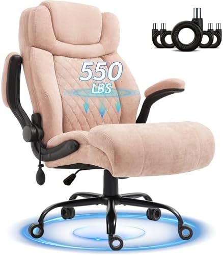 Office Chair, Big and Tall Executive Chair with Air-Lumbar Support, Breathable Desk Computer Chair with Adjustable Flip-up Armrests, Wide Cushion Seat Swivel Home Office Chair by Unknown