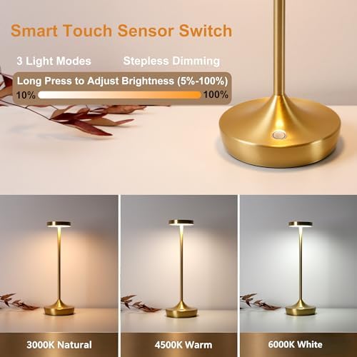 YHT Rechargeable Cordless Table Lamps 6000mAh LED Battery Table Light - Image 5