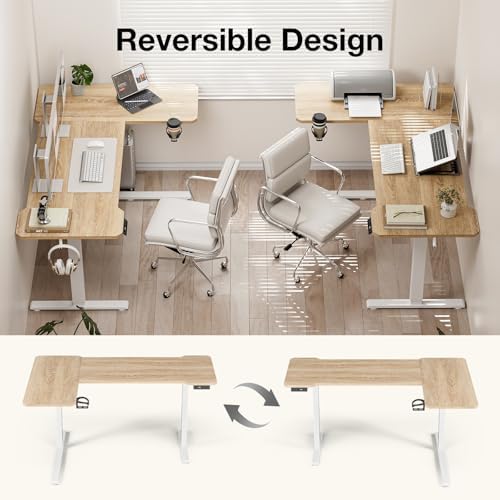 Acrolix L Shaped Electric Standing Desk,71x43.5 Reversible,Oak - Image 4