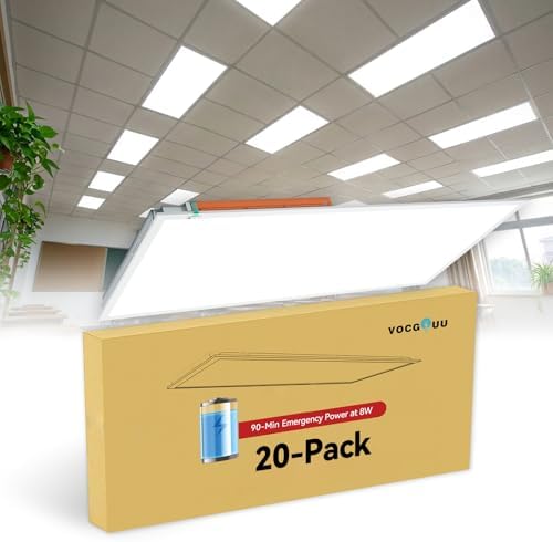20 Pack 2x4 LED Flat Panel Light with Emergency Battery Backup by VocgoUULighting