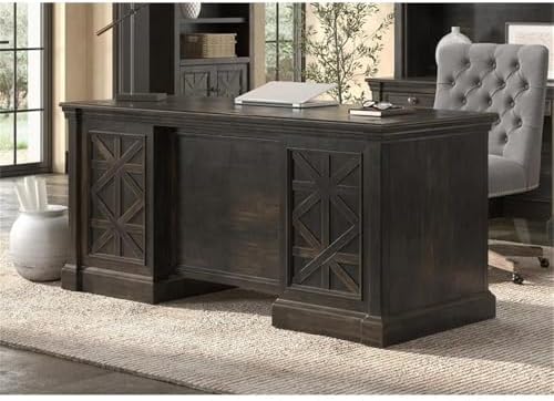 Martin Furniture 66" W Wood Double Pedestal Executive Desk Dark Brown - Image 2