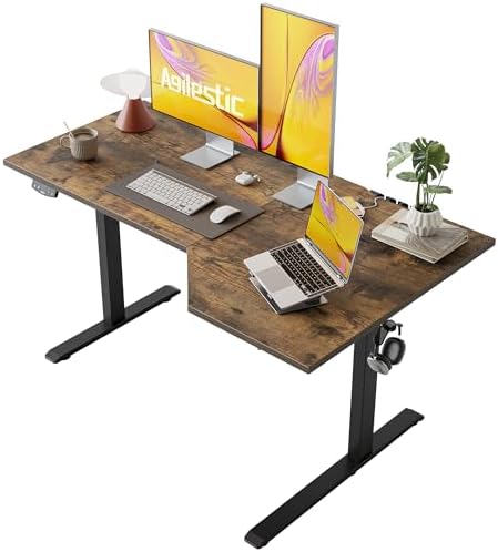 Agilestic 55 x 32 Inch Corner L Shaped Electric Standing Desk, Rustic Brown by Agilestic