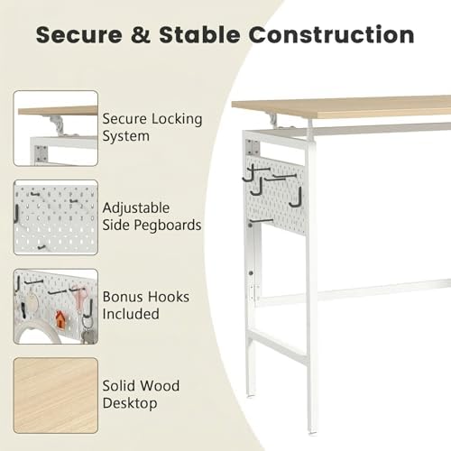 Hadulcet 31'' Foldable Desk, Small Office Desk with 2 Adjustable Pegboards - Image 6