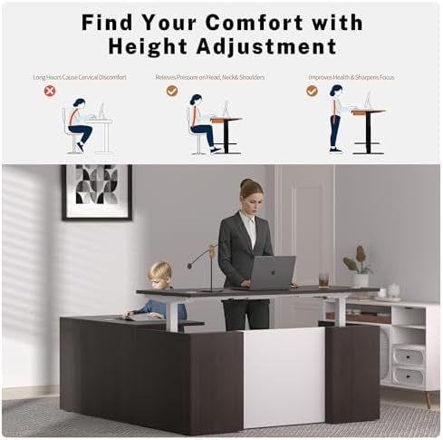 Adjustable Height Executive Standing Desk | Dual Motor Electric Sit-Stand Workstation with 4 Memory Handsetctric Sit-Stand Desk with Lockable Storage (1, L-Shape- Khalba Oak) - Image 4