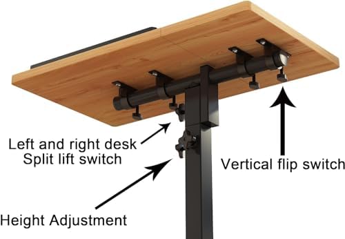 LINGMI Mobile Height Adjustable Laptop Desk with Mouse Pad, Portable Laptop Desk Rolling Tiltable Table with Small Side Table for Couch,Rolling Computer Stand - Image 5