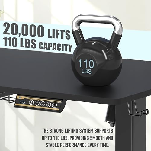 SHW 40-Inch Electric Height Adjustable Standing Desk w/Drawer, Black - Image 6