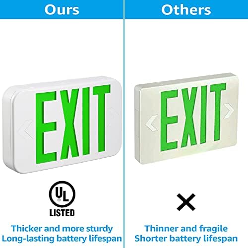 TORCHSTAR 12-Pack Green Letter LED Exit Sign with Battery Backup, White - Image 3