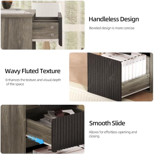 4 EVER WINNER Computer Desk with Drawers, 48 Inch Fluted Desk with Storage - Image 4