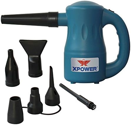 XPOWER A-2 Cyber Duster Electric Air Duster for Dusting, Drying, Inflating, Blowing, Car Detailing, Computer, Leaf Blowing, 90 CFM, 7 Nozzles + 2 Brushes, High Performance Motor, Eco-Friendly, Blue by XPOWERManufactureInc-HomeImprovement