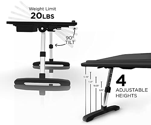 Limitless TotalDesk Portable Modern Workstation and Lap Desk with Adjustable Height & Tilt (Black) - Image 5