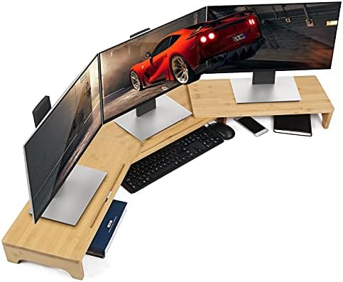 Nnewvante Monitor Stand Riser 60 inch Bamboo Dual Monitor Stand for Desk by Nnewvante