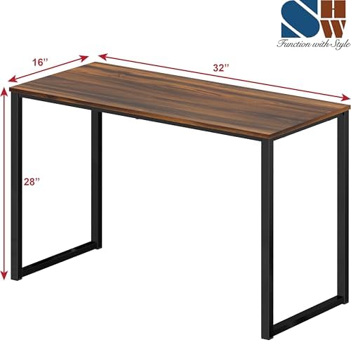 SHW Mission 32-Inch Home Office Computer Desk, Walnut - Image 3