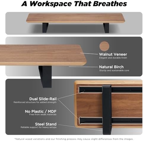 ULTRARM Moodular Wooden Monitor Stand Desk Organizer, Standard 33.4" Walnut - Image 3