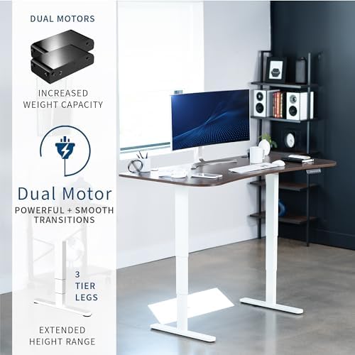 VIVO Dark Walnut 63 x 32 in Standing Desk, DESK-KIT-2W1D - Image 4