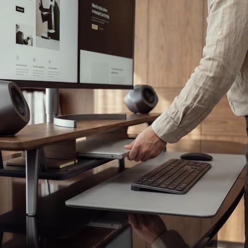 Fenge Dual Monitor Stand Riser, Wooden Desk Shelf with 2-Tier Storage - Image 5