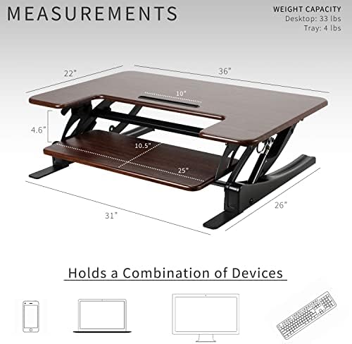 VIVO Dark Walnut 36 inch Standing Desk Converter, DESK-V000VD - Image 3