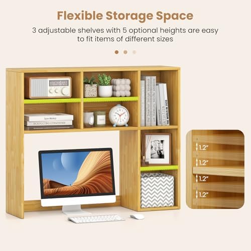 BECOMFORT Desk Hutch with 7 Cubes, Up to 27" Computer Monitor College Dorm - Image 6