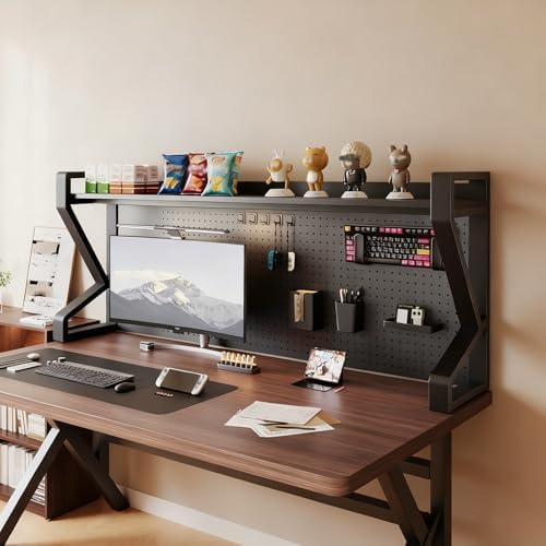 JHDXL Desk Shelf Organizer with Pegboard & Storage Accessories, Space-Saving Desk Storage Shelf, Desktop Shelf Organizer Display Rack, for Dorm, Office(Black 2,65 * 133cm/26.6 * 52.4in) by Unknown