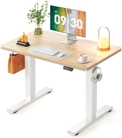 CubiCubi Electric Height Adjustable Standing Desk 40x24 Inch, Light Walnut by CubiCubi