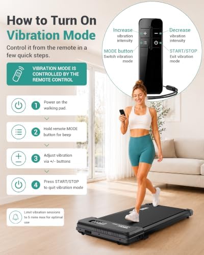 Walking Pad with Vibration Plates, 3 in 1 Walking Vibration Pad, Walking Pad with Incline, Under Desk Walking Pad with Remote Control and LED Display for Home Small Space - Image 3