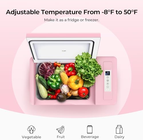 BougeRV 12v refrigerator 23 Quart, -8℉~50℉ Portable Freezer for Car, Pink - Image 3