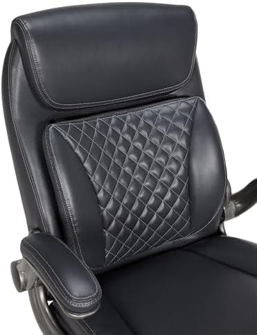 Amazon Basics Ergonomic Executive Office Chair with Adjustable Lumbar Support, Flip-up Arms, Height Adjustable, 360° Rolling Swivel, Computer Desk Chair, Grey Leather - Image 3