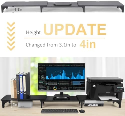 Nnewvante Bamboo Monitor Stand Riser, 60 inch Upgrade Height Large TV Riser - Image 2