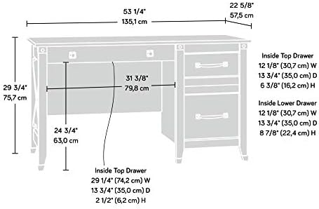 Sauder Carson Forge Vintage Rustic Computer Desk for Home Office with Drawers, in Washington Cherry; L: 53.19" x W: 22.64" x H: 29.80" - Image 3
