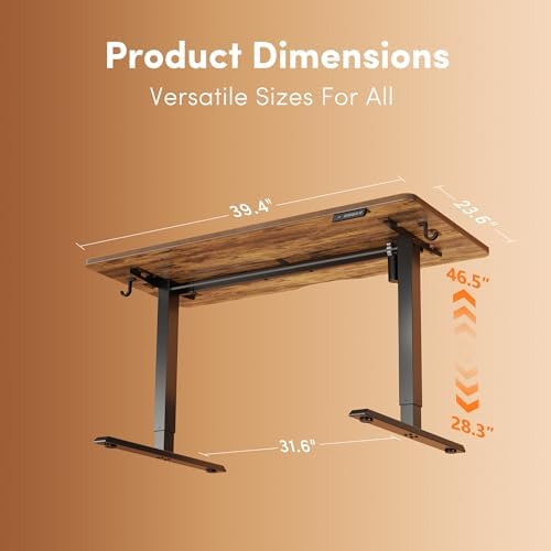 FEZIBO 40" Small Electric Standing Desk Height Adjustable Desk Rustic Brown - Image 3