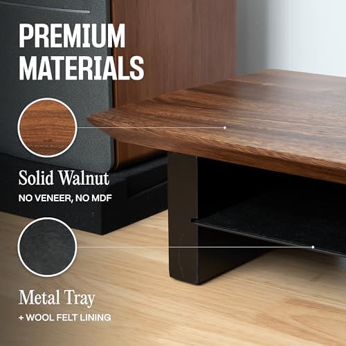 COREMINDED Solid Wood Dual Monitor Stand Riser, 42 Inch Walnut Desk Shelf - Image 3